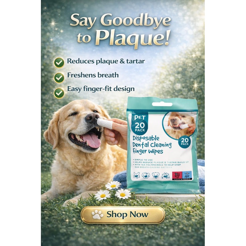 Pet Guru Disposable Dental Cleaning Finger Wipes for Dogs &
