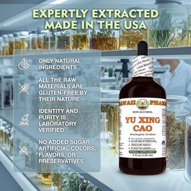 Yu Xing Cao (Houttuynia Cordata) Dry Herb Glycerite, Made in Hawaii, All Natural, Vegan, Lab Tested Alcohol-Free Liquid Extract - 32 fl.oz