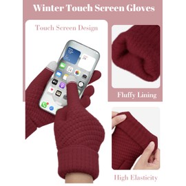 URATOT 4 Pack Winter Knitted Set Thick Knitted Beanie Hat Scarf Gloves Ear Warmer for Men or Women