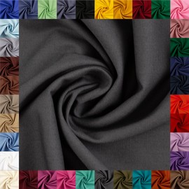 Swafing Heide Cotton Fabric Woven Plain Coupon (Anthracite, 1 m) (789) - 36 Different Colours