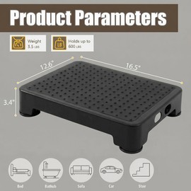 CHIKILLA Step Stool for Elderly & Adults, 600LBS Heavy Duty Mobility Platform, 3.4Inch Low Step for Car High Bed Bathtub&Kitchen, Non-Slip Wide Base Portable Stair Assist, No Assembly Required, Black