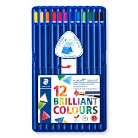 Staedtler Ergosoft Aquarell 156 SB12 Triangular Watercolour Pencils - Assorted Colours (Box of 12)