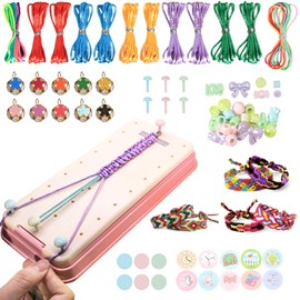 Annickee Friendship Bracelet Kit with Maker, Friendship Bracelet Making Kits for Girls & Kids, Thread Bracelet Making Kit, DIY Hand Rope Braider Set Kit for Girls Presents Age 7-12 Birthday Gift