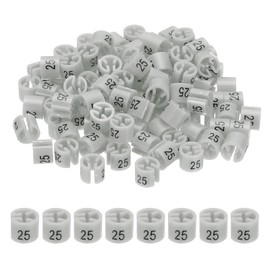 PATIKIL 100 Pcs Clothes Hanger Markers Number 25 Tags Fit 3mm Rod Garment Size Tag Hanger Clips Round Color Coding Label for Clothing Hangers, Gray