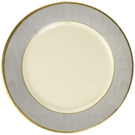 Entertaining with Caspari Moire Dinner Plates, Silver, 8-Pack