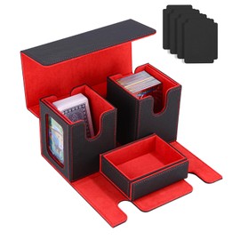 Azyvum Commander Deck Box, Card Game Box with Viewing Window, 2 Removable MTG Deck Boxes, Strong Magnetic Card Box with Dice Compartment for 200+ Cards