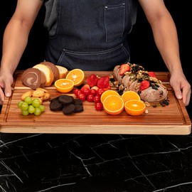 Garvee 24 x 18 In Extra Large Acacia Cutting Board for Kitchen, Countertop Cutting Board with Juice Groove, Chopping Boards for Meal Prep and Serving, Wooden Carving Board for Turkey