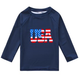 Toddlers and Baby Boys' 3-Piece Swimsuit Trunk and Rashguard Sun Hat Set (2-3 T,American Flag)