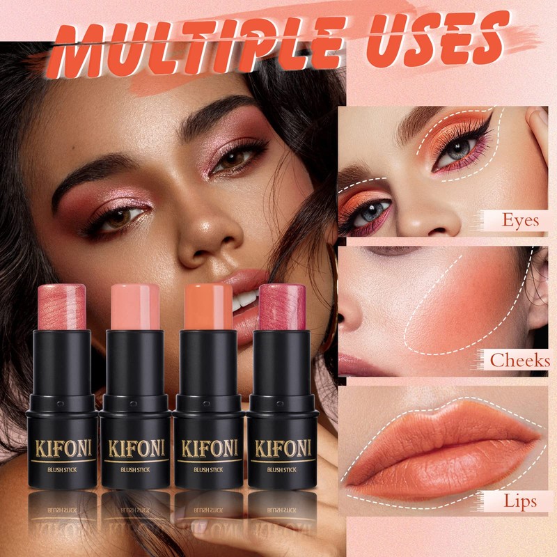 LSxia 2 Pcs Cream Blush Sticks - Natural & Matte,