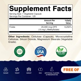 Vitamatic Methyl Folate 15mg – 120 Vegetable Capsules - 2 Pack
