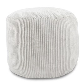 Sexysamba Round Corduroy Pouf Cover Only, 20"x 16" Unstuffed Decorative Ottoman Foot Stool Rest, Washable Storage Bean Bag Chair Floor Pouf Covers for Living Room Bedroom, Grey