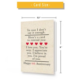 ATTLVV 6 Year Anniversary Card Gifts for Him Her,Happy 6th Anniversary Card for Woman Men,Iron Anniversary Card Gifts for Husband Wife,6th Wedding Anniversary Card
