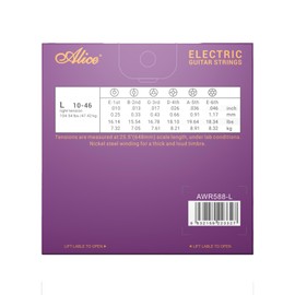 Alice Electric Guitar Strings, Alloy Steel and Nickel Steel Winding Guitar Strings with Ball-End, Comfortable Feel and Bright Tone, Regular Light 10-46, Ideal for Professional Players, Sliver Color