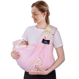 CUBY Portabebés, de algodón natural, extra cómodo para llevar fácilmente al recién nacido, infante y niño pequeño e ideal para la lista de regalos de bebé (flamenco rosa)