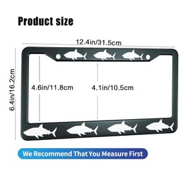 HOSNYE Shark License Plate Frame Black 2 Pcs Metal Cute Licenses Plates Frames Licenses Plate Covers Car Tag Frame for Women Men US Vehicles, 12 x 6 Inch