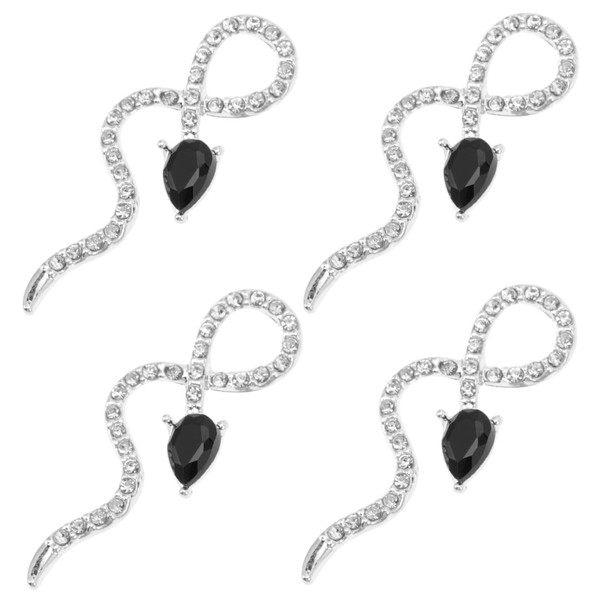 Baluue 4pcs Snake Nail Charms Gemstone Accent Chic Nail Art