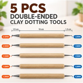 5-Piece Double-Ended Ball Stylus Set for Clay and Pottery