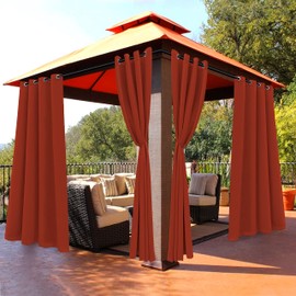 BONZER Waterproof Outdoor Patio Curtains - Thermal Insulated, Sunlight Blocking Weatherproof Grommet Outside Curtains for Porch, Pergola, Cabana, Balcony, 1 Panel, 52W x 120L inch, Orange