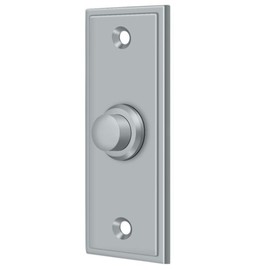 Solid Brass Rectangular Contemporary Bell Button (Brushed Chrome)