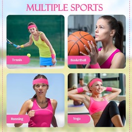 The Fancy Dress® HEADBAND & WRISTBANDS SWEATBANDS SET - NEON RETRO 80S FUN RUN TEAM BUILDING EVENT FANCY DRESS (Rainbow)