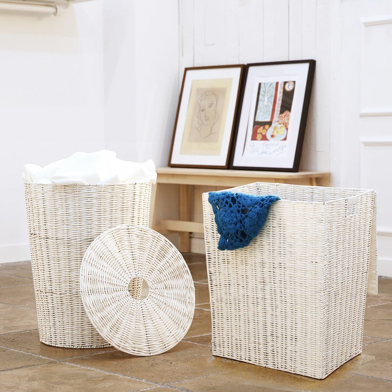 Home&amp;House Rattan Pattern Hamper Choose 1 per capacity, 80L80L_White White