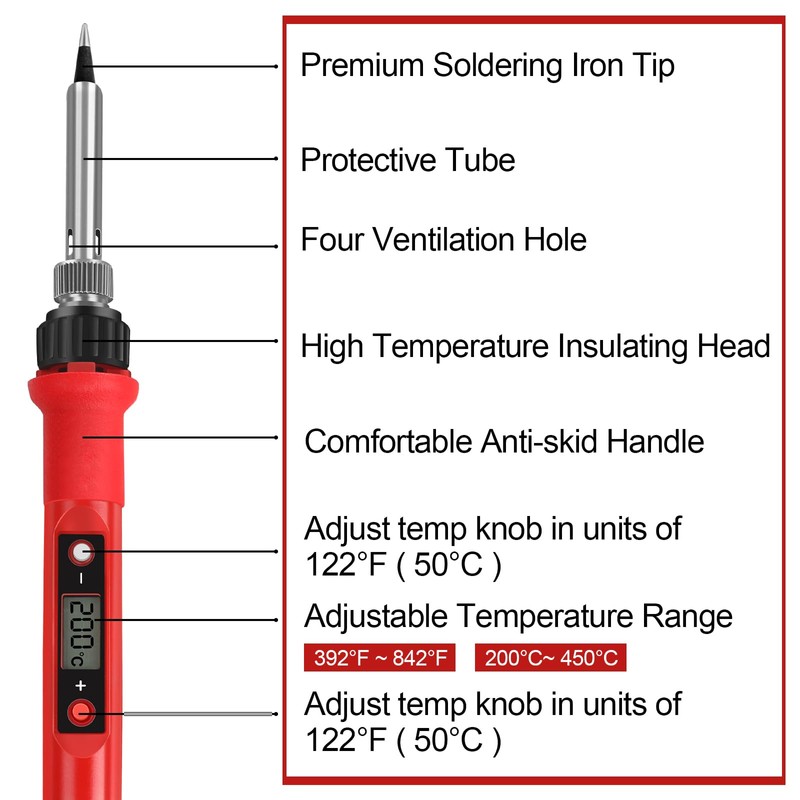 80W Soldering Iron Kit, LCD Digital Soldering Welding Iron Kit