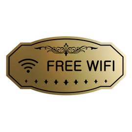 Signs ByLITA Victorian Free WiFi Sign(Brushed Gold) - Medium