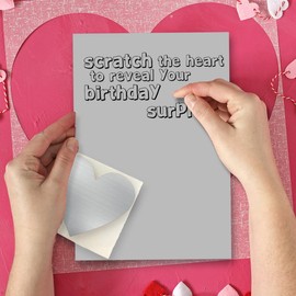 Make Your Own Scratch Card, Surprise Card, Scratch to Reveal Card, Birthday Wish Greeting Grey Scratch Heart Card (Z06)