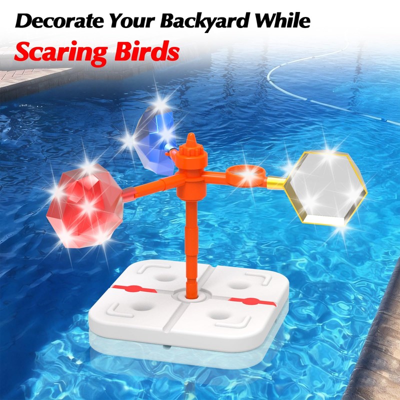 Pool Bird Deterrent Device, Floating Reflective Bird Deterrent Windmill 02