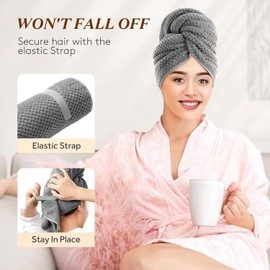 Toalla de microfibra absorbente para el cabello de secado rápido para cabello rizado, turbantes suaves y antiencrespados, toalla de microfibra suave para cabello