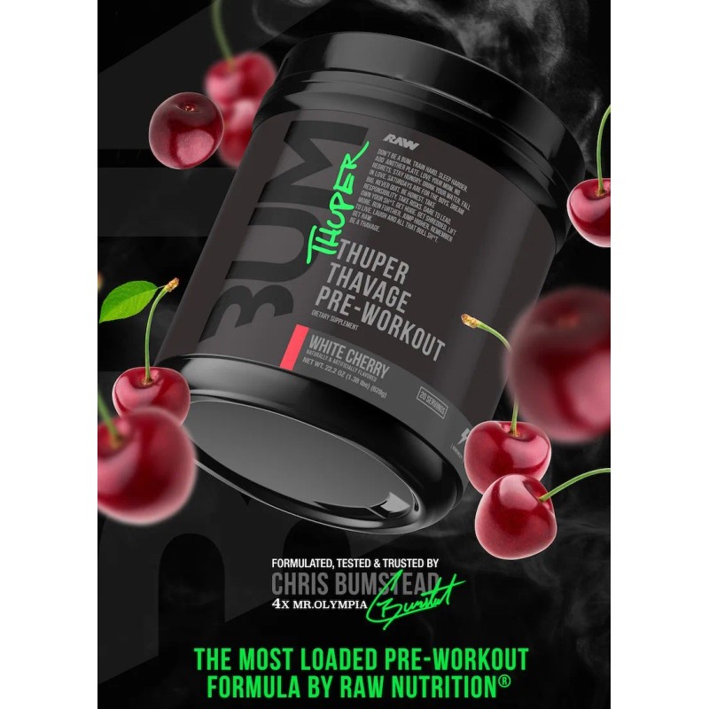 Suplemento RAW NUTRITION sabor white cherry de 630g - polvo