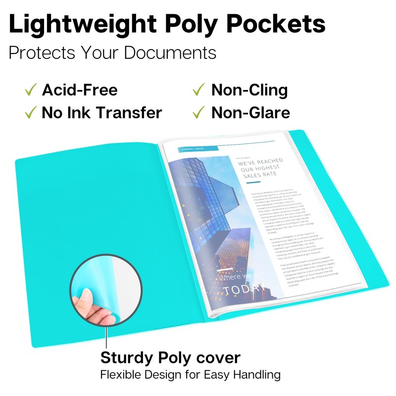 Dunwell Small Presentation Book 5.5x8.5 (2-Pack, Aqua), 24 Pockets Display
