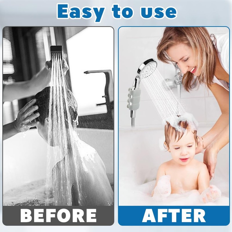 4pcs Silicone Shower Head Holder, Universal Relocatable Shower Head Suction