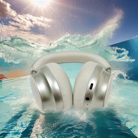 TEISCHE Wireless Headphones with Bluetooth 5.3, 40H Autonomy, Clear Sound with Strong Bass, Foldable and Adjustable, Microphone for Calls, Convenient and Compatible (Champagne)