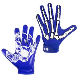 Glorious Traders Football Gloves - Adult & Youth, Super Sticky Grip (Blue, Youth Large)
