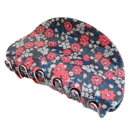 XIEDAN4U Floral Pattern Hair Claw Clip, Blue and Pink Flowers, Acetic Acid Anti-Decolorization Hair Claw Clip Strong Grip and Comfortable Hair Secure 3D Designed