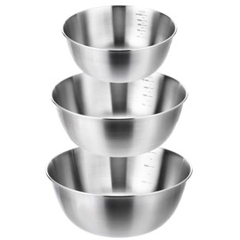 TINSKY 3 Pcs Stainless Steel Mixing Bowls Set Food Grade 304 Metal Nesting Prep Bowls for Kitchen Cooking Baking Salad, Dishwasher Safe (1.5, 2.2, 3.4 Qt)