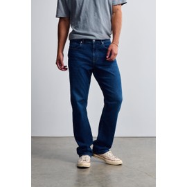 General Denim Works Roam Men's Mid Rise Relaxed Straight Leg Jeans, Deep Brushed Denim, 36x36