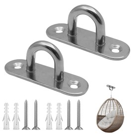 Girihe 2 PCS Ceiling Hooks, Ceiling Fan Hook Heavy Duty with 4 PCS Screw Pad Eye Plate Strong Canopy Hooks, Ceilingg Hook Heavy Duty for Hanging Yoga Boxing Punch Bag Swing Chair