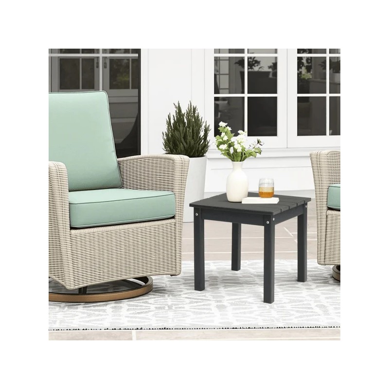 Dark Grey Square HDPE Adirondack Side Table Weather Resistant Small