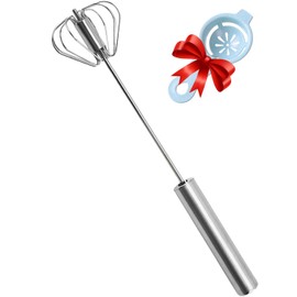 Semi-automatic Whisk, Stainless Steel Egg Beater, Hand Push Rotary Whisks Mixer Stirrer for Making Cream, Whisking, Beating and Stirring (12Inch)