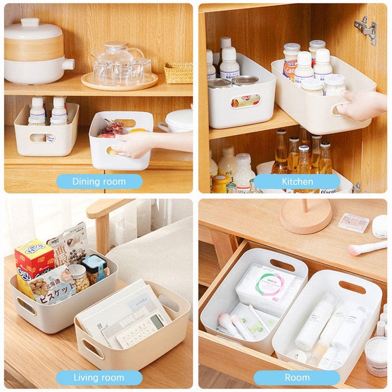 Hwtcjx Set of 6 Storage Boxes, Organiser with Handle, Plastic