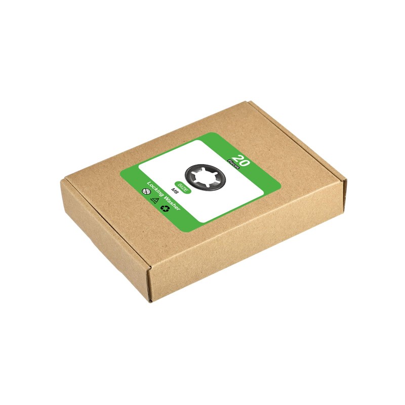sourcing map M8 20Pcs Bearing Clamp Washer, 65Mn Internal Tooth