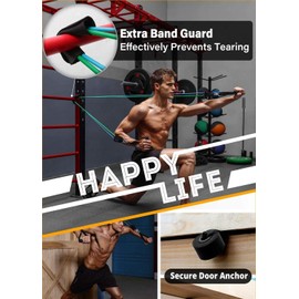 Portzon - Juego de Bandas de Resistencia, Bandas de Entrenamiento, Bandas de Ejercicio, Anclaje para Puerta, Entrenamiento de Resistencia, cómodo, Duradero, apilable hasta 100 Libras