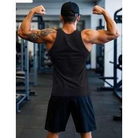 MAGCOMSEN Mens Tank Tops Undershirt Sleeveless Shirts Gym Tank Tops Muscle Shirts for Men Workout Tank Tops Cotton Black,M