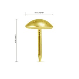 30mm Gold Antique Upholstery Nails, Round Large-Headed Nail, Furniture Tacks for Furniture Cork Board Wooden Furniture Decorative DIY Projects 20Pcs (Gold, 1-3/16")
