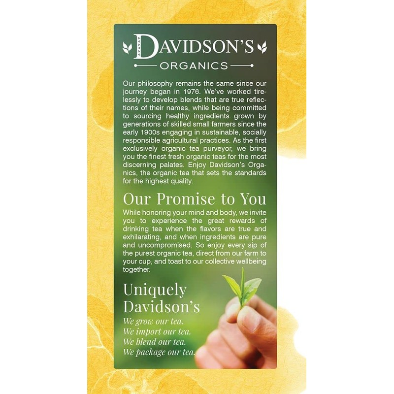 Davidson's Organics, Tulsi Ginger Lemon, 25-count Tea Bags, Pack of