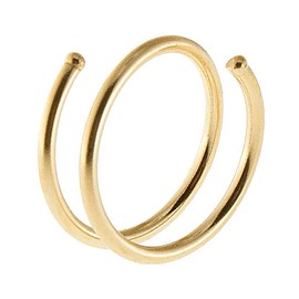 7mm 22 GA 14K Gold Filled Double Nose Ring Hoop for Single Piercing Spiral Twist Nose Hoop for Women (14K Yellow Gold Filled | 22 GA, 7mm | Right Side)