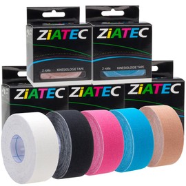 Ziatec Pro Kinesiology Tape Narrow, Elastic and Waterproof Sports Tape, Physio Tape, Therapy Tape, 4.5 m x 2.5 cm 1 x White