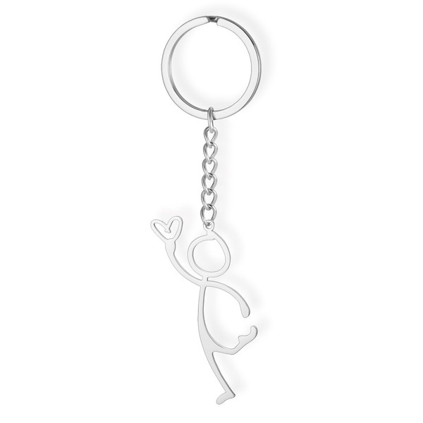 Amaxer Minimalist Cute Doodle Keychain for Unisex Stainless Steel Hand